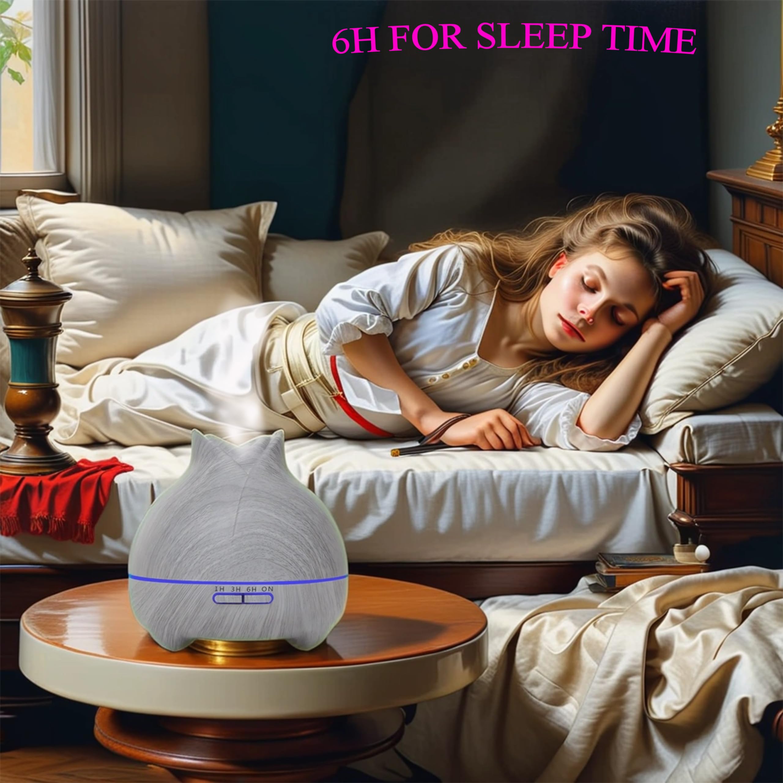 Aroma Diffuser for Essential Oil Large Room, 550ml White Essential Oil Diffusers for Home Kids, Cool Mist humidifier for Bedroom Office Hotel with Ambient Light, Waterless Auto Off Aromatherapy