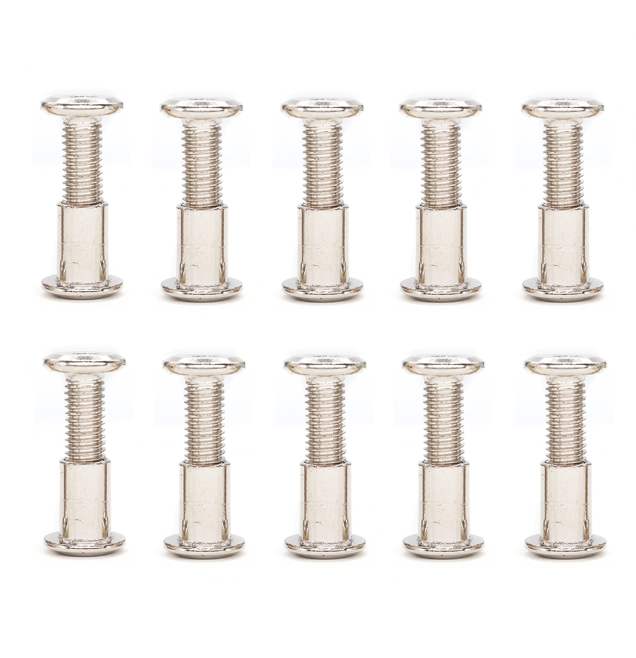 binifiMux 10-Set M8x16mm Rivet Countersunk Hex Socket Cap Bolts and Hex Head Barrel Nuts for Furnitures Cribs Chairs, Nickel Plated