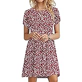 MOLERANI Summer Dresses for Women 2025 Casual T Shirt Crewneck Petal Sleeve Swing Vacation Dress with Pockets