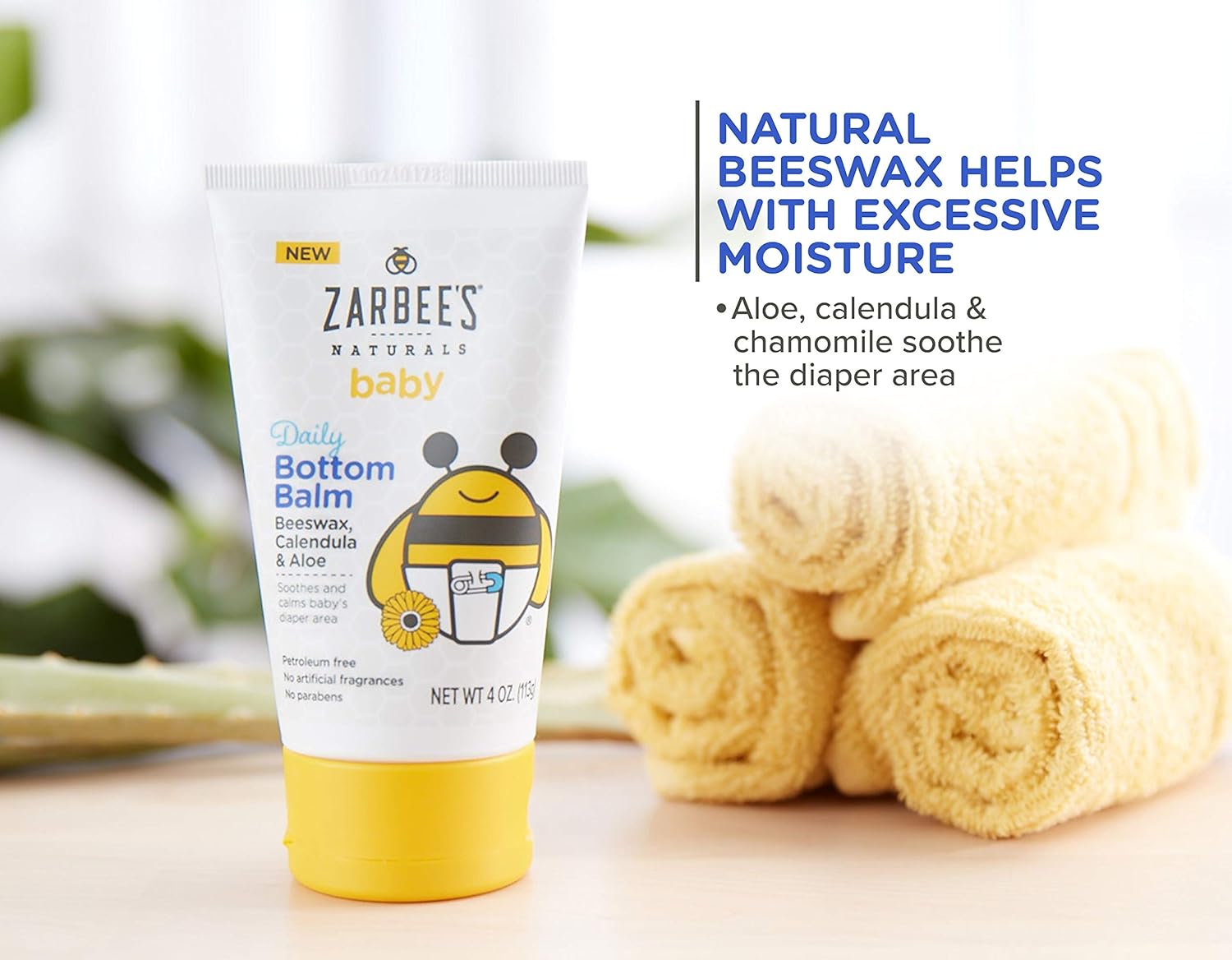Zarbee's Naturals Baby Daily Bottom Balm with Beeswax, Calendula & Aloe, 4 Ounce: Health & Personal Care