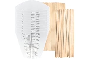 [Pack of 10 with Mixing Sticks] EpoxyStix 32oz Triangular Paint/Epoxy Mixing Cups - Includes 20 Large Mixing Sticks - Ideal For Mixing and Precise Pouring - Measurements in Ounces and Cubic Centimeter