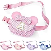 YOOLIFE Valentines Day Gifts for Kids Girls, Birthday Gifts for Girls Kids, Initial Sling Bag for Kid | Initial Monogram Fanny Packs Crossbody Bag Purse for Girl Kid 4 5 6 7 8 Year Old Girl Pink A