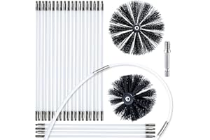 HOKLNUSE Dryer Vent Cleaner Kit Chimney Sweep Cleaning Tools Pellet Stove Cleaner Kit Air Dryer Duct Fireplace Brushes for Easy Lint Cleaning with 4" and 6" Brush Heads (Heavy Duty, 30Feet)