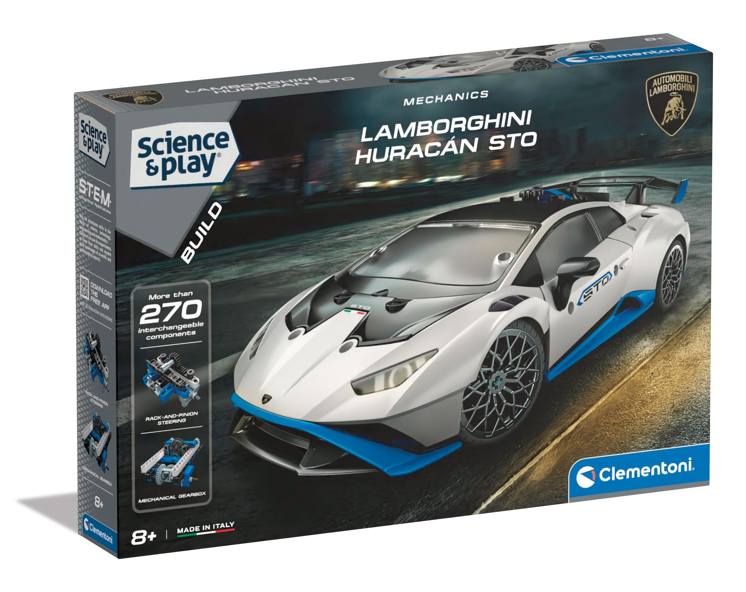 Clementoni- Lamborghini Huracan STO Building Set: STEM Learning Toy for Kids, For all Car Lovers, Realistic Model (8+ Years)