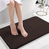 OLANLY Bathroom Rugs 24x16, Extra Soft Absorbent Chenille Bath Rugs, Rubber Backing Quick Dry, Machine Washable Bath Mats for Bathroom Floor, Tub and Shower, Home Decor Accessories, Brown
