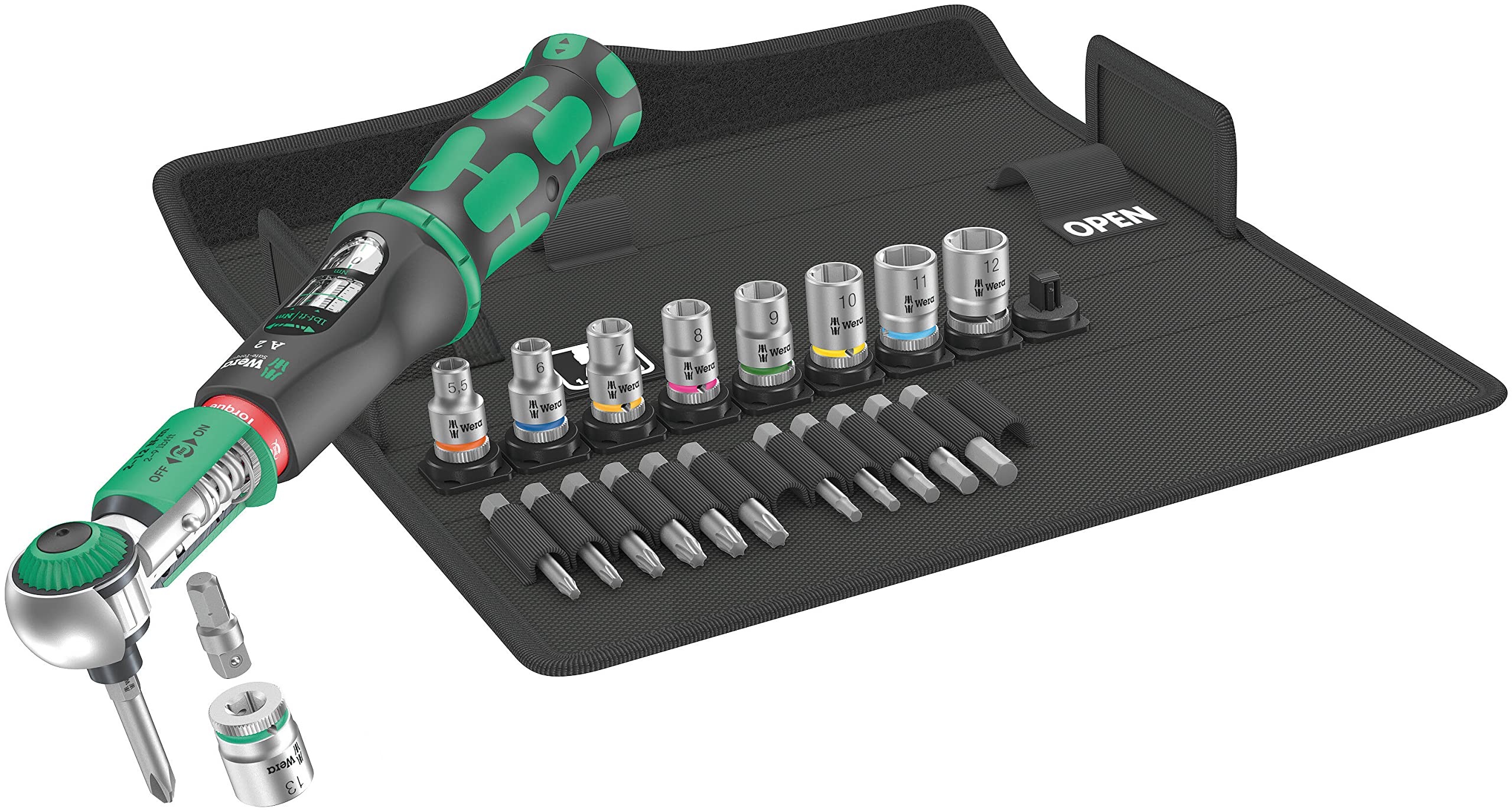 Wera 05075832001 Safe-Torque A 2 Set 1, Torque Wrench Set, 1/4" Hexagonal, 2-12 Nm, 23 Pieces