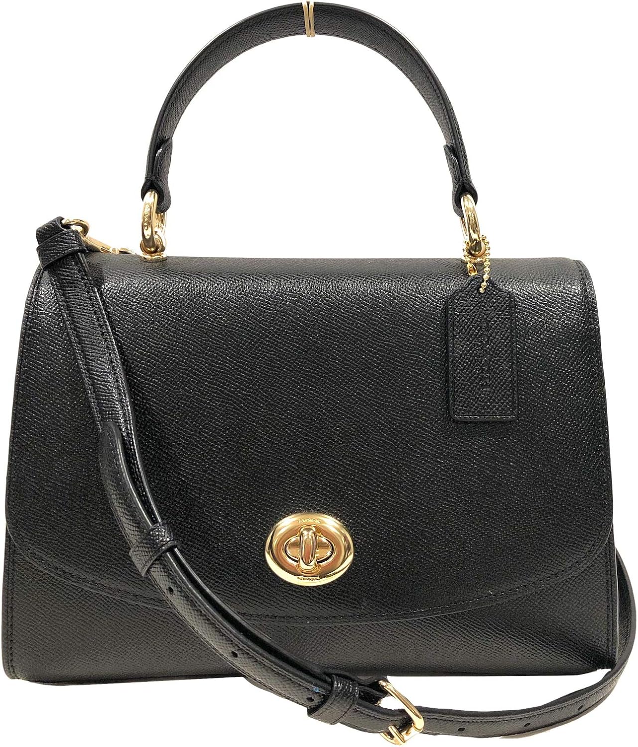 Coach NY Tilly Top Handle Leather Satchel Purse Black F76618