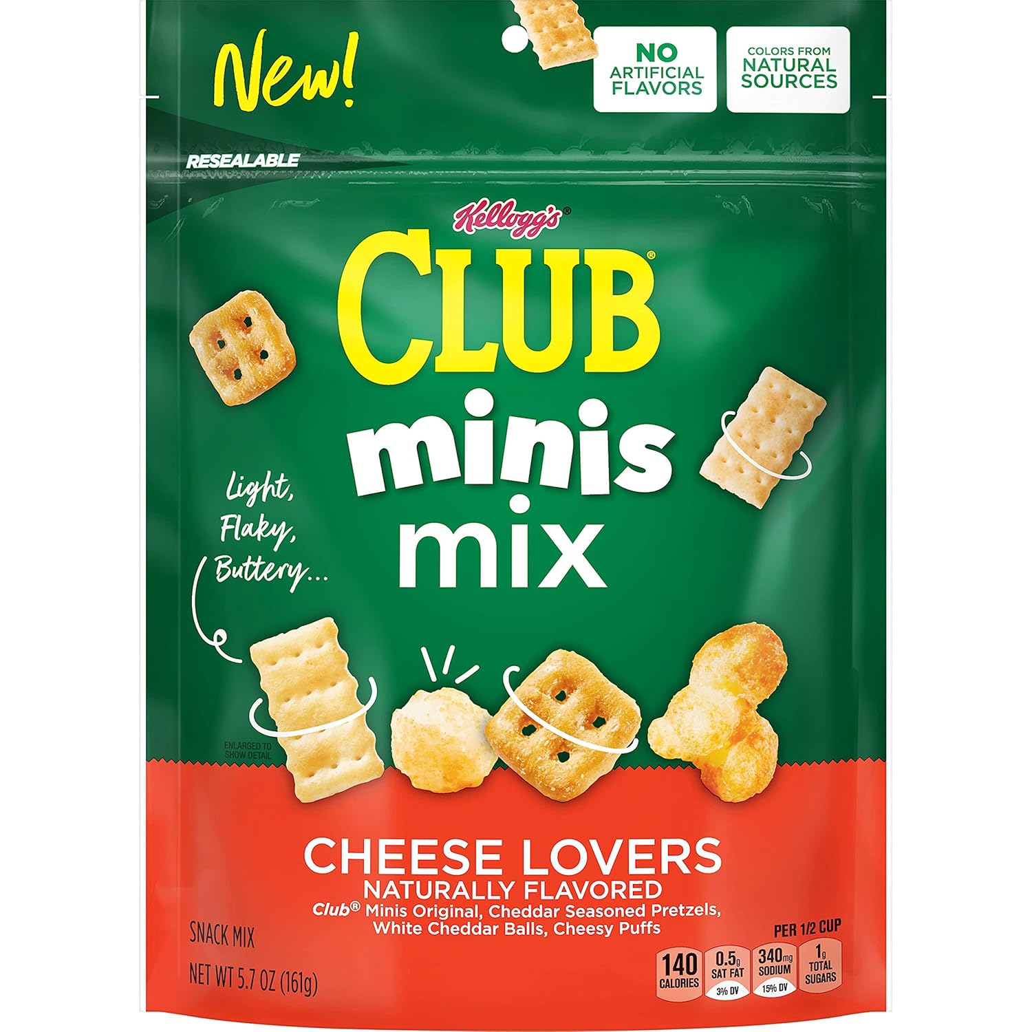 Kellogg's Club Minis Mix, Snack Mix, Cheese Lovers, 5.7oz Bag
