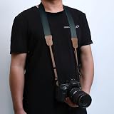 Padwa Lifestyle Dark Blue Green Camera Strap Crazy Horse Leather Ends Cotton view 2
