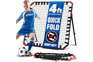 Net Playz Easy Playz Portable Soccer Rebounder, 4 Ft x 4 Ft, Easy Set Up, Sturdy Metal Tube, with Quick Folding Design, No Assembly Needed! Multi Angle Adjustment, Carry Bag Included