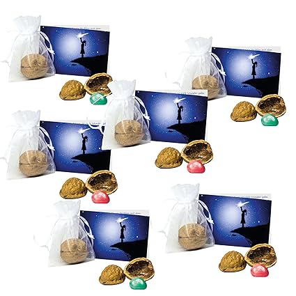 Überraschungs-Nuss mit Glücksstein, 6 Stück Mitbringsel
