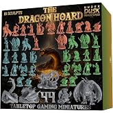 DND Miniatures 44 D&amp;D Dragon Minis Unpainted 28mm with 5 Big Bosses | Durable PVC figures for tabletop roleplaying, digital 5e stat blocks included, fits Pathfinder &amp; 1 inch battle mats