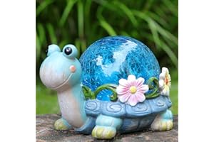 HDNICEZM Solar Garden Turtle Statue Outdoor Decor -Resin Turtle Figurines with Solar Cracked Glass Light Indoor Outdoor Decorations for Garden Patio Lawn Yard