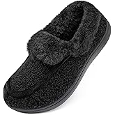 BARERUN Womens Slippers Fuzzy Collar Slipper Boots for Women Wide Toe House Shoes Moccasin Camping Travel Slippers with Hard Rubber Sole Indoor/Outdoor