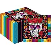 40PCS Mexican Fiesta Paper Napkins Mexican Fiesta Party Napkins Floral Skull Paper Cocktail Napkin Mexicans Disposable Dinner Lunch Papers Napkin for Halloween Dia De Los Muertos Party Decor