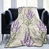 Perinsto Vintage Lavender Floral Flowers Throw Blanket Ultra Soft Warm All Season Decorative Fleece Blankets for Bed Chair Car Sofa Couch Bedroom 80"X60"
