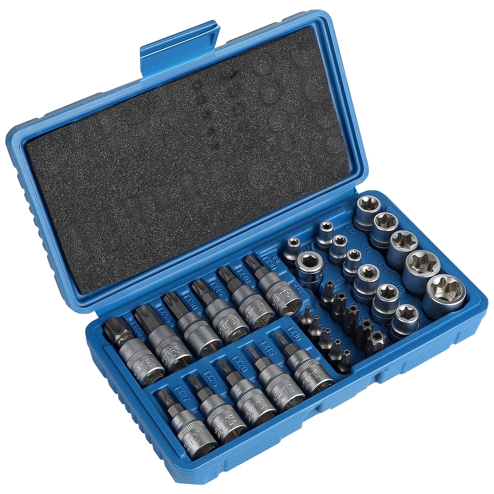 CPROSP 34pcs Torx E4-E20 3/8" T10-T60 3/8" T10-T55 5/16" Torx Bit