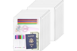 Antner 18 Pack Clear Letter Size Binder Pockets 3 Ring Binder Zipper Pouch Document Organizer, Waterproof PVC 3-Hole Loose Leaf File Bags Insert Sleeves Page Sheet Protectors Business Office Supplies
