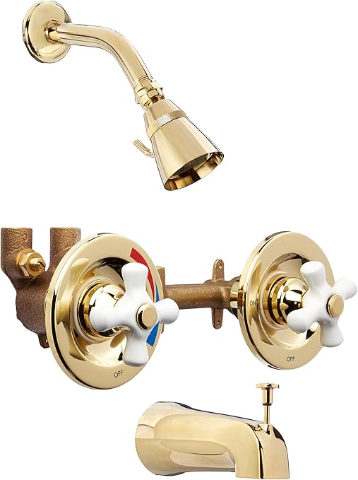 Kingston Brass KB662PX Twin Handles Tub Shower Faucet with Porcelain