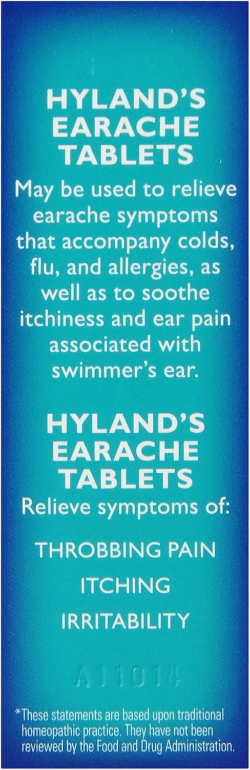 Swimmers Ear Relief Tablets by Hyland's, Fast Natural Homeopathic Pain Relief of Cold & Flu Earaches, Swimmers Ear, and Allergies, 40 Count: Health & Personal Care