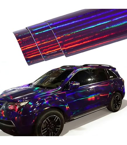 Amazon.com: AuMoHall Holographic Laser Purple Car Vinyl Wrap, Self