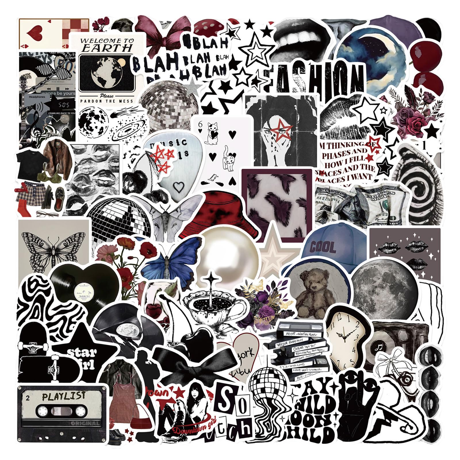 Bubaxuce Y2K Stickers 100 Pieces - Waterproof Vinyl Decals for Water Bottles, Laptops, Skateboards | Aesthetic Sticker Set for Teens and Women