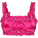 Satini Sissy Frilly Ruffled Fitted Silky Satin Lingerie Bralette