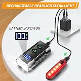REHKITTZ Bike Lights Set 3300 Lumen Front Back 5000mAh USB Rechargeable view 5