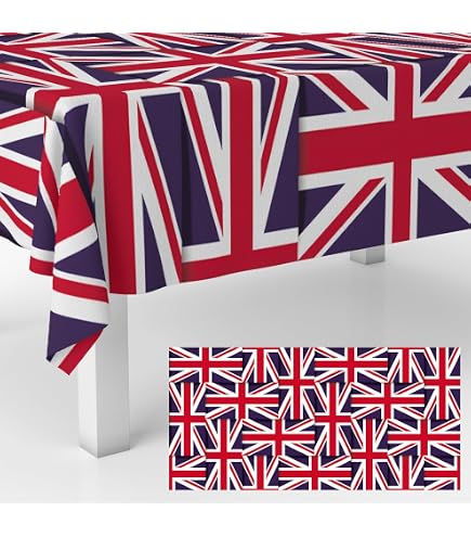 thumbnail interactive-video image 1 of Wovenmagic Vintage Union Jack Table Cloth – 100% Cotton – Patriotic Jubilee Décor – Made In India 1 of 4