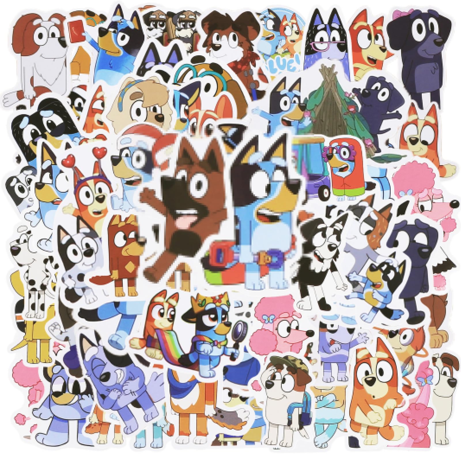 100pcs Blue Sticker, Waterproof Vinyl Kawaii Stickers Cartoon Stickers for Party Bags Water Bottles Laptop Luggage Scrapbook Guitar