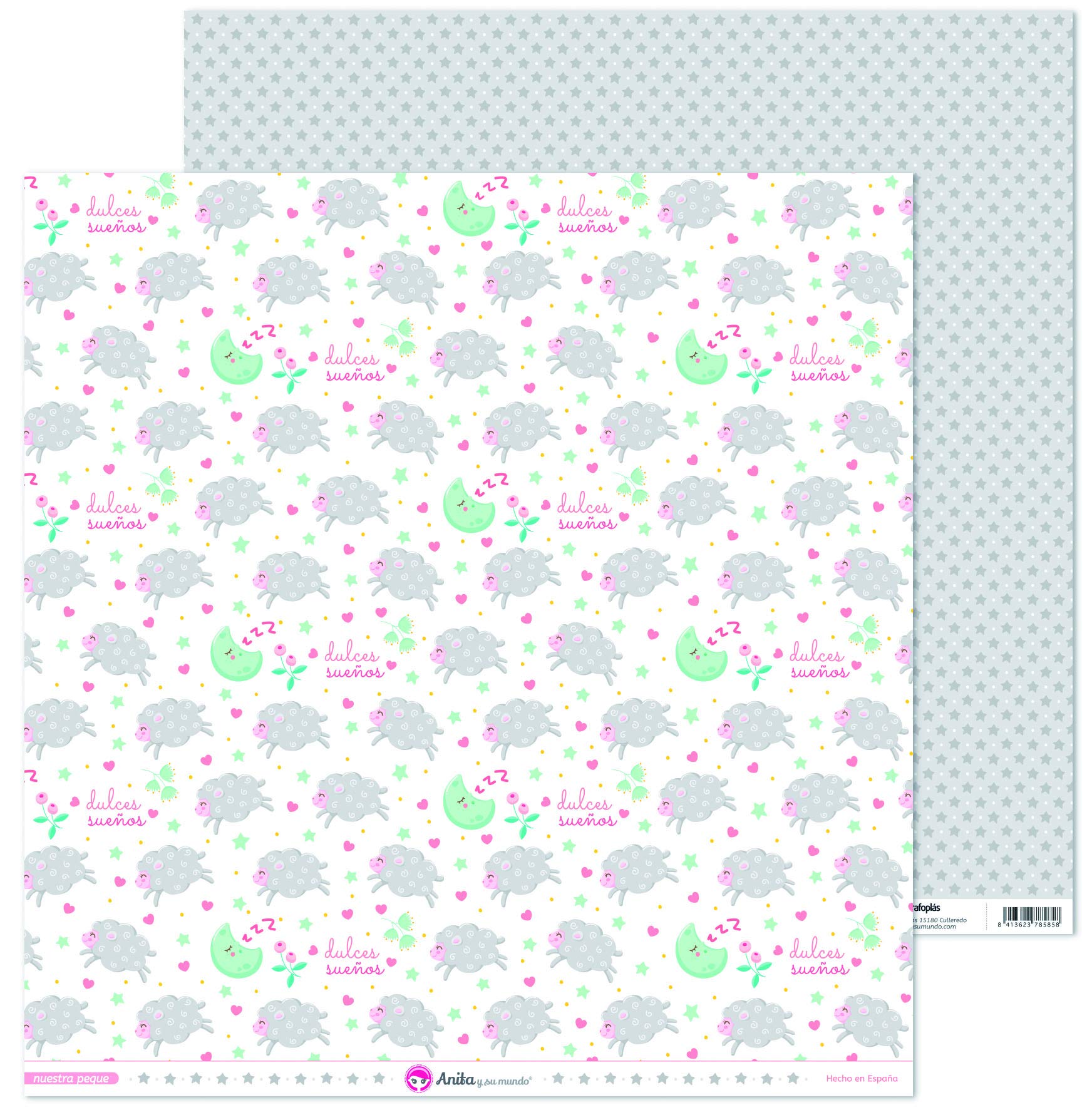 Anita and Su Mundo Collection Our Small Scrapbooking Papers, Paper, Sheep, 12" x 12"