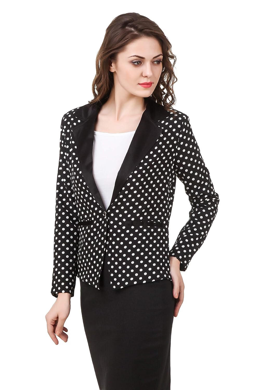 texco white polka dot summer women blazer
