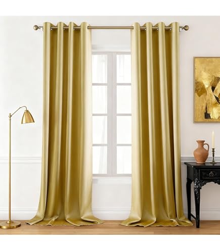 Amazon.com: Gold Curtain Panels 95 Inches Long for Living Room