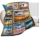 Airplane Blanket Aviation Throw Blanket Soft Fleece Flannel Bedding Plane Pilot Gifts for Men Pilots Boys Girls Lovers Adults Stuff Plush for Couch Sofa Bed Room Decor 40"X50"