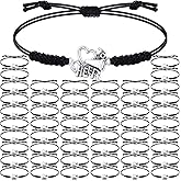 Inbagi 48 Pcs Cheerleader Gifts Cheer Bracelet Cheerleading Charm Bracelet Adjustable Cheerleader Gifts for Cheer Team Cheerleading Jewelry Accessories Bulk, Black Chee