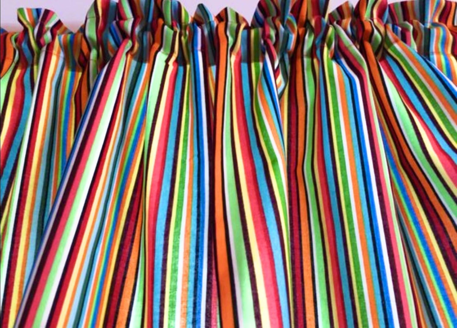 Unique fiestaware kitchen curtains Amazon Com Fiesta Stripes Valance Cotton Window Curtain Treatment 43w X 15l Handmade