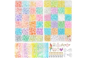 Acerich 1240 Pcs Glass Beads for Jewelry Making, 44 Colors 8 mm Crystal Beads for Bracelets for DIY Crafts Girls Birthday Gifts Round 8mm Friendship Bracelet Kit Beads