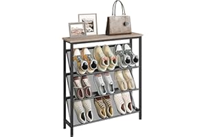 CHOEZON Shoe Rack, 4-Tier Shoe Storage Organizer, Narrow Shoe Rack for Entryway, Slanted Shoe Storage Shelf with Adjustable F