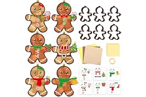 Qyeahkj 36 Set Christmas Gingerbread Suncatchers Crafts for Kids DIY Winter Gingerbread Man Window Tissue Paper Craft Kit Hanging Decor for Xmas Holiday Home Activity Art Project Birthday Party Favor
