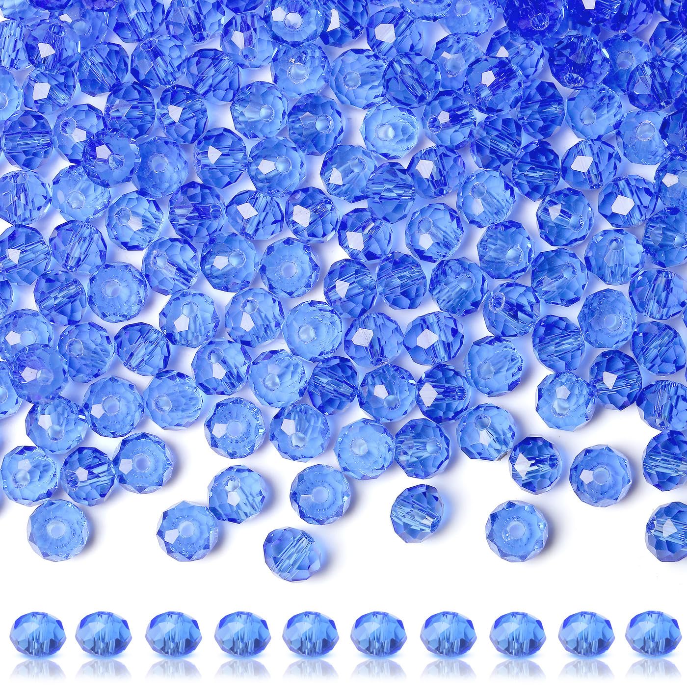 Xiannvxi 6mm Light Blue Glass Beads - 400pcs for Jewellery Making
