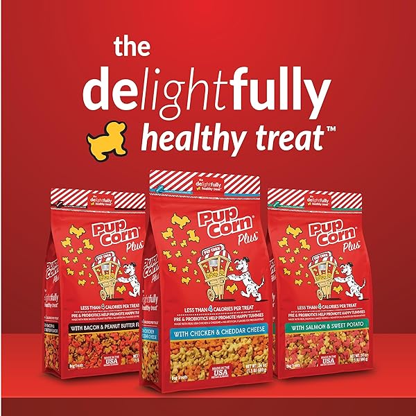 PUP CORN PLUS – PUFFED DOG TREATS WITH PREBIOTICS AND PROBIOTICS – HOLIDAY CHEER FLAVORED (24OZ) – MADE IN USA
