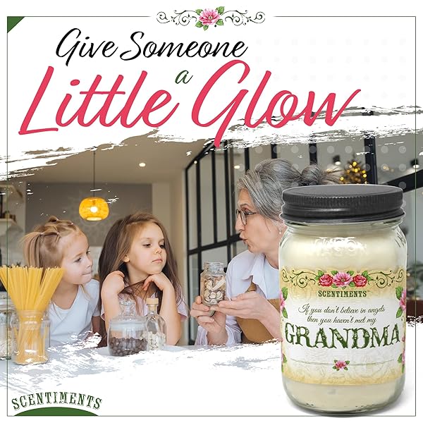 SCENTIMENTS GRANDMA GIFT CANDLE VANILLA SCENTED FRAGRANCE 16OZ GRANDMA GIFTS FOR BIRTHDAY CHRISTMAS GRANDMA GIFT 100% SOY WAX – 80+ HOURS BURN TIME NIKA’S HOME SOY CANDLES HIGHLY SCENTED