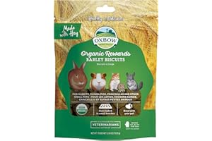 Oxbow Organic Barley Biscuits, Rabbit & Guinea Pig Treats, Organic Hamster & Bunny Treats with Barley, Apple & Carrot, Made in USA, Small Pet Supplies, 2.65 oz Bag
