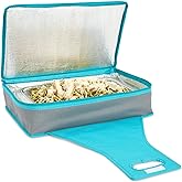 Juvale Insulated Casserole Carrier - 16 x 10 x 4 in, Teal & Gray - Insulated Food Container & Lunch Bag with Reinforced Handle