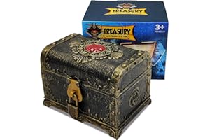 HOPELJ Kids Pirate Treasure Chest Children's Pirate Treasures Toys Collection Storage Box with Lock and Key for Kids Birthday,Halloween, Christmas Pirate Party Favors