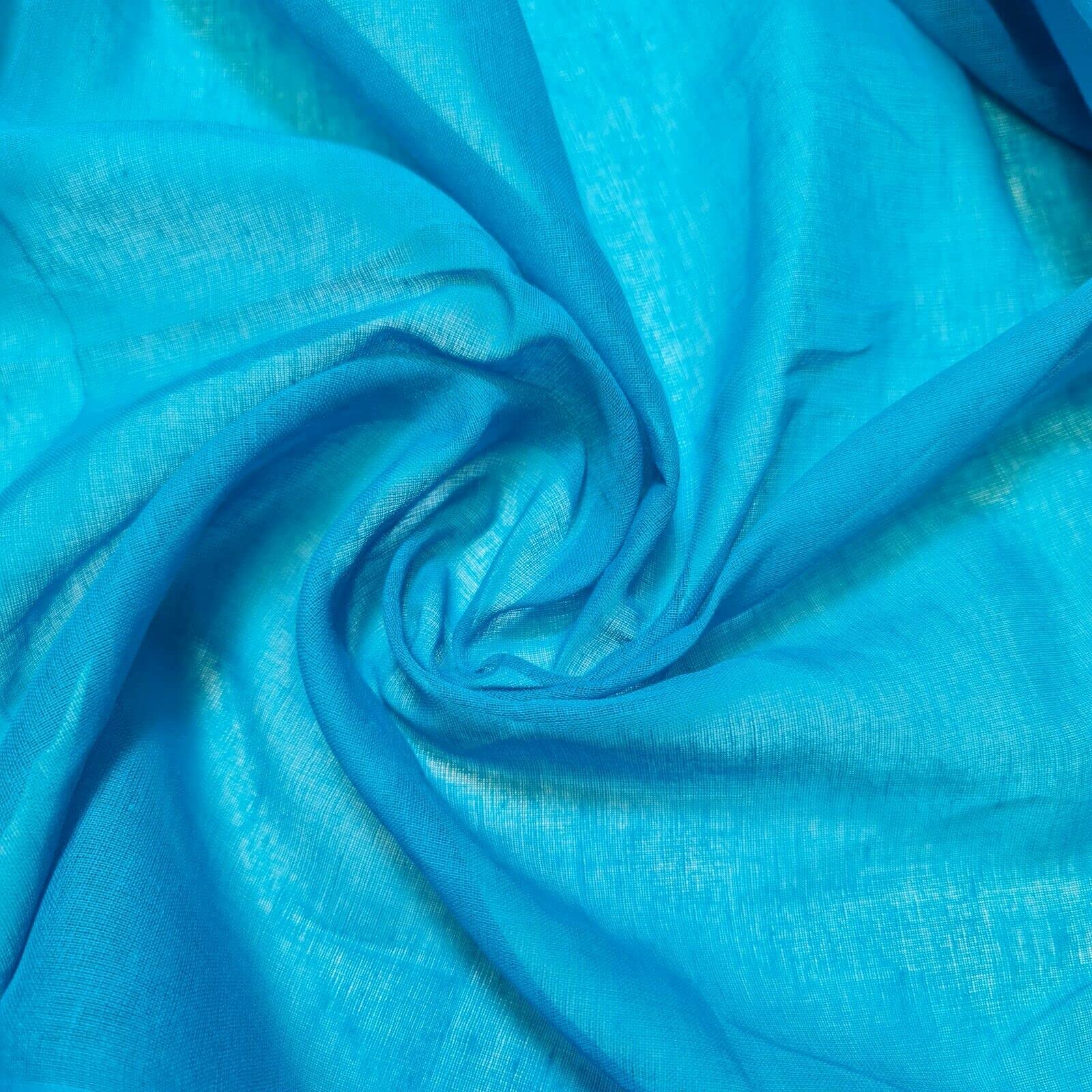 100% Cotton Soft Muslin Voile Cheesecloth Mulmul Fabric Draping Curtains 44" (5 Meter, Turquoise)