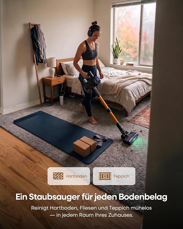 Akku Staubsauger Kabellos 55Kpa/550W/60Min für Tierhaare/Teppiche — Foto 6 von 8