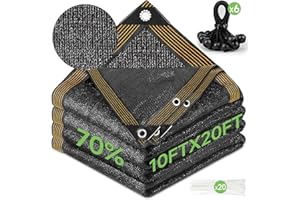 FOTMISHU 70% Shade Cloth 10ftx20ft Anti-Aging Sun Mesh UV Resistant Net, Sunblock Garden Tarp for Plant Cover, Greenhouse, Barn or Kennel, Flowers, Plants