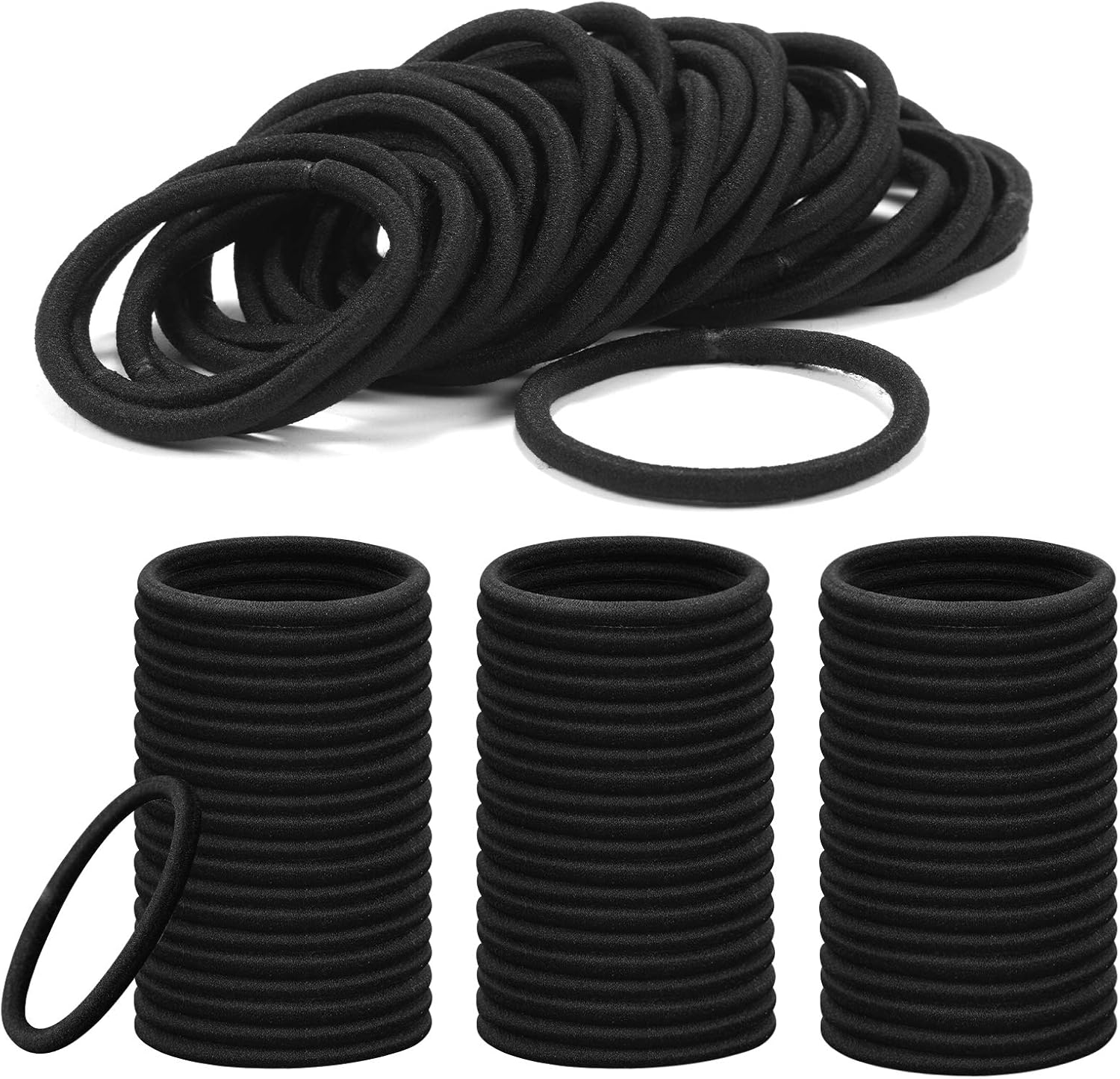 Accevo 90 Pcs Hair Elastics Women's Braided Black Hair Elastics Black