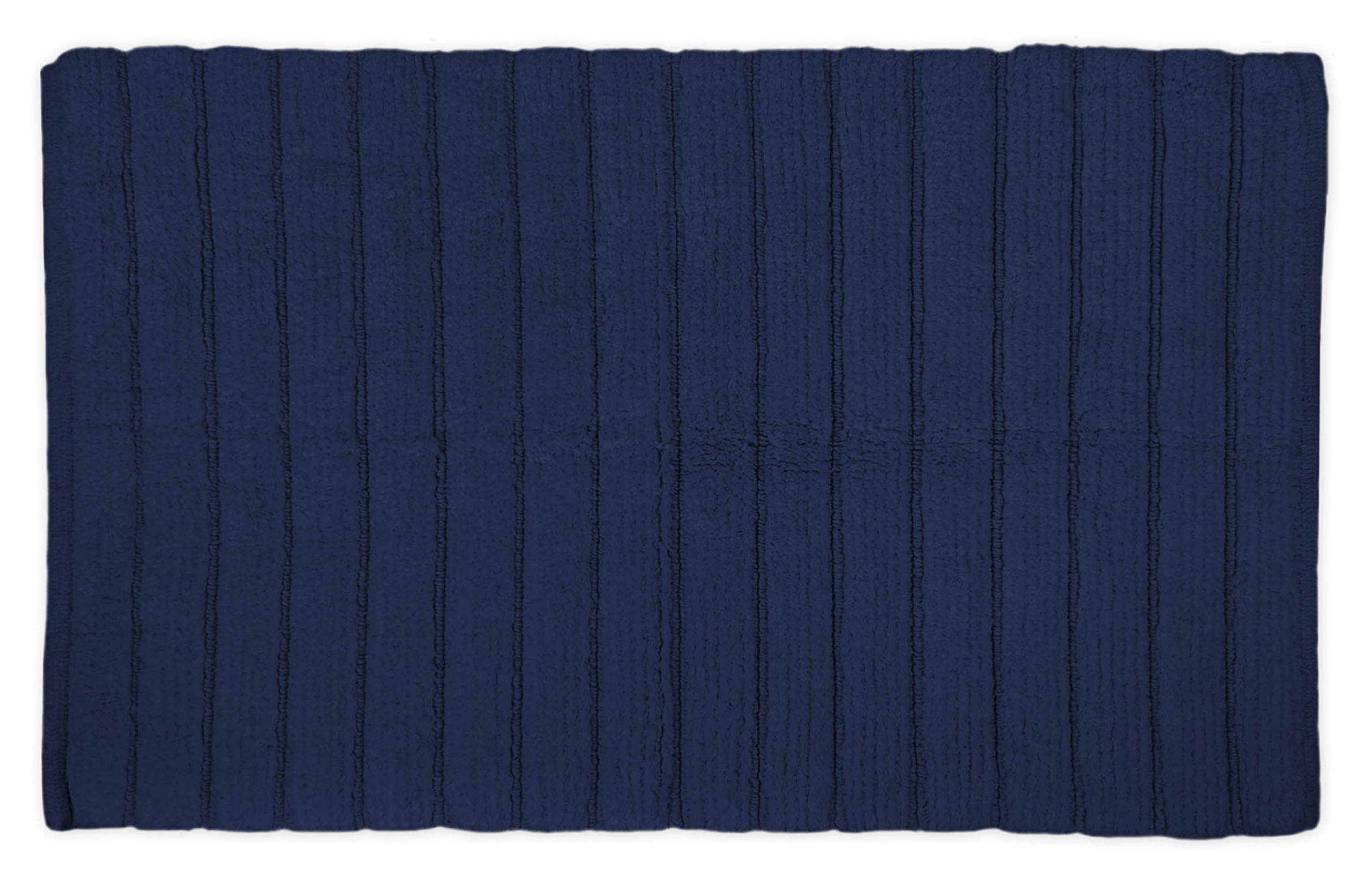DII Cotton Ultra Absorbent Soft Luxury Spa Ribbed Bath Mat or Rug Place in Front of Shower, Vanity, Bath Tub, Sink, and Toilet 17x24 Navy